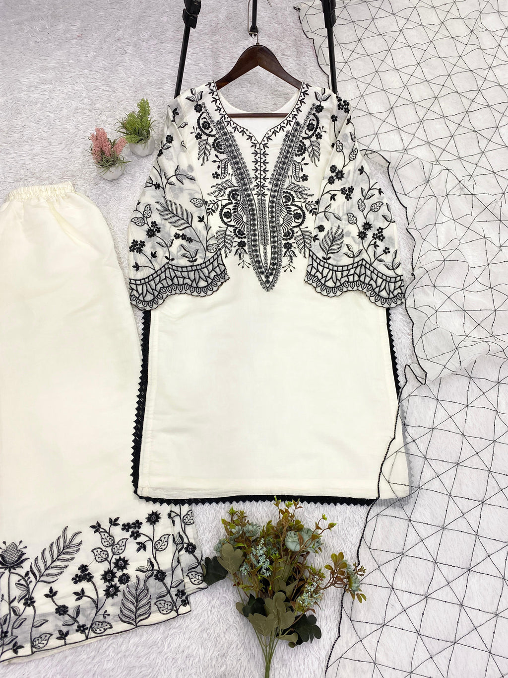 PREMIUM SEQUENCE EMBROIDERED TOP, PALAZZO & DUPATTA SET-MANSH-00010