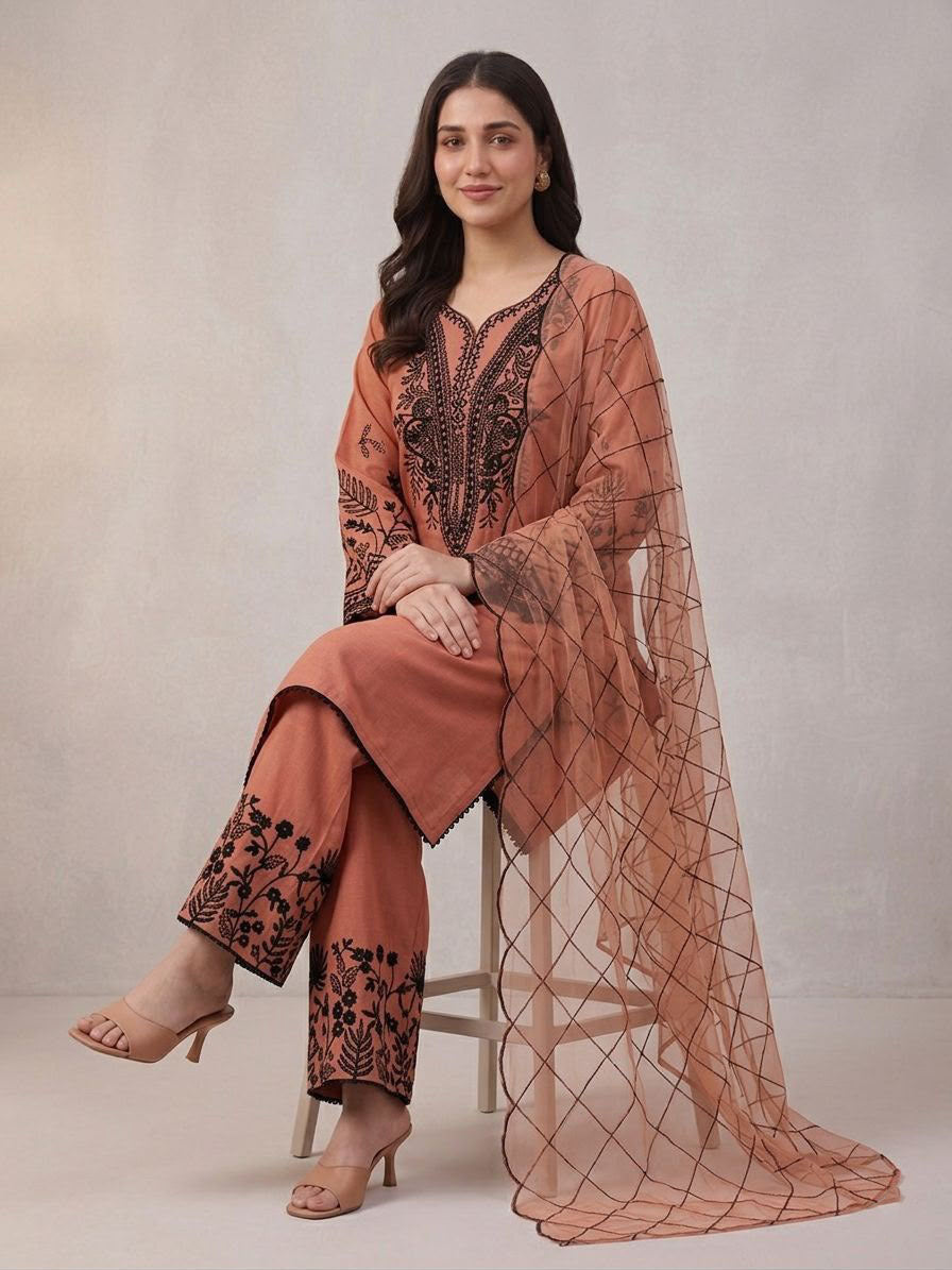 PREMIUM SEQUENCE EMBROIDERED TOP, PALAZZO & DUPATTA SET-MANSH-00010