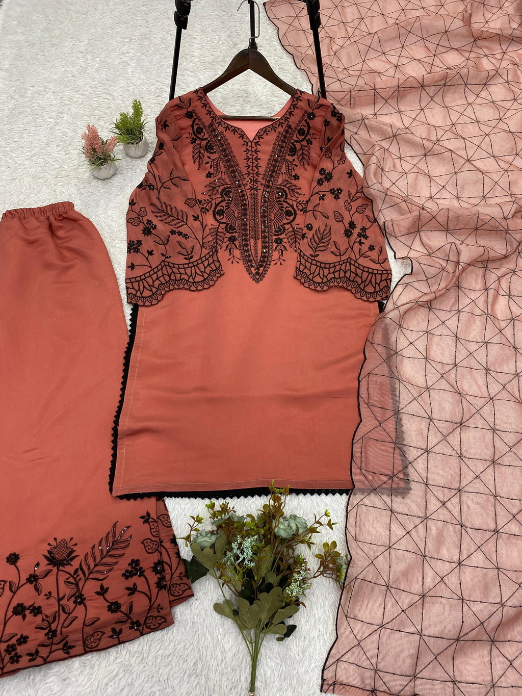 PREMIUM SEQUENCE EMBROIDERED TOP, PALAZZO & DUPATTA SET-MANSH-00010