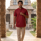 Silk Men Short Kurta-ELLE111106