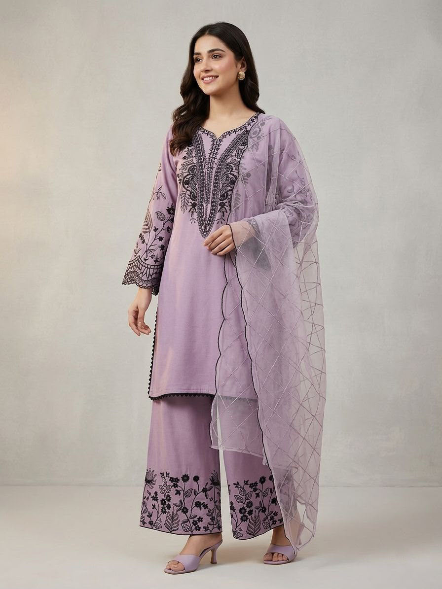 PREMIUM SEQUENCE EMBROIDERED TOP, PALAZZO & DUPATTA SET-MANSH-00010