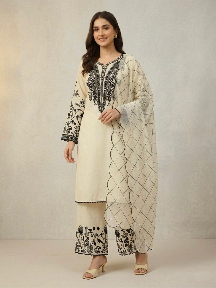 PREMIUM SEQUENCE EMBROIDERED TOP, PALAZZO & DUPATTA SET-MANSH-00010