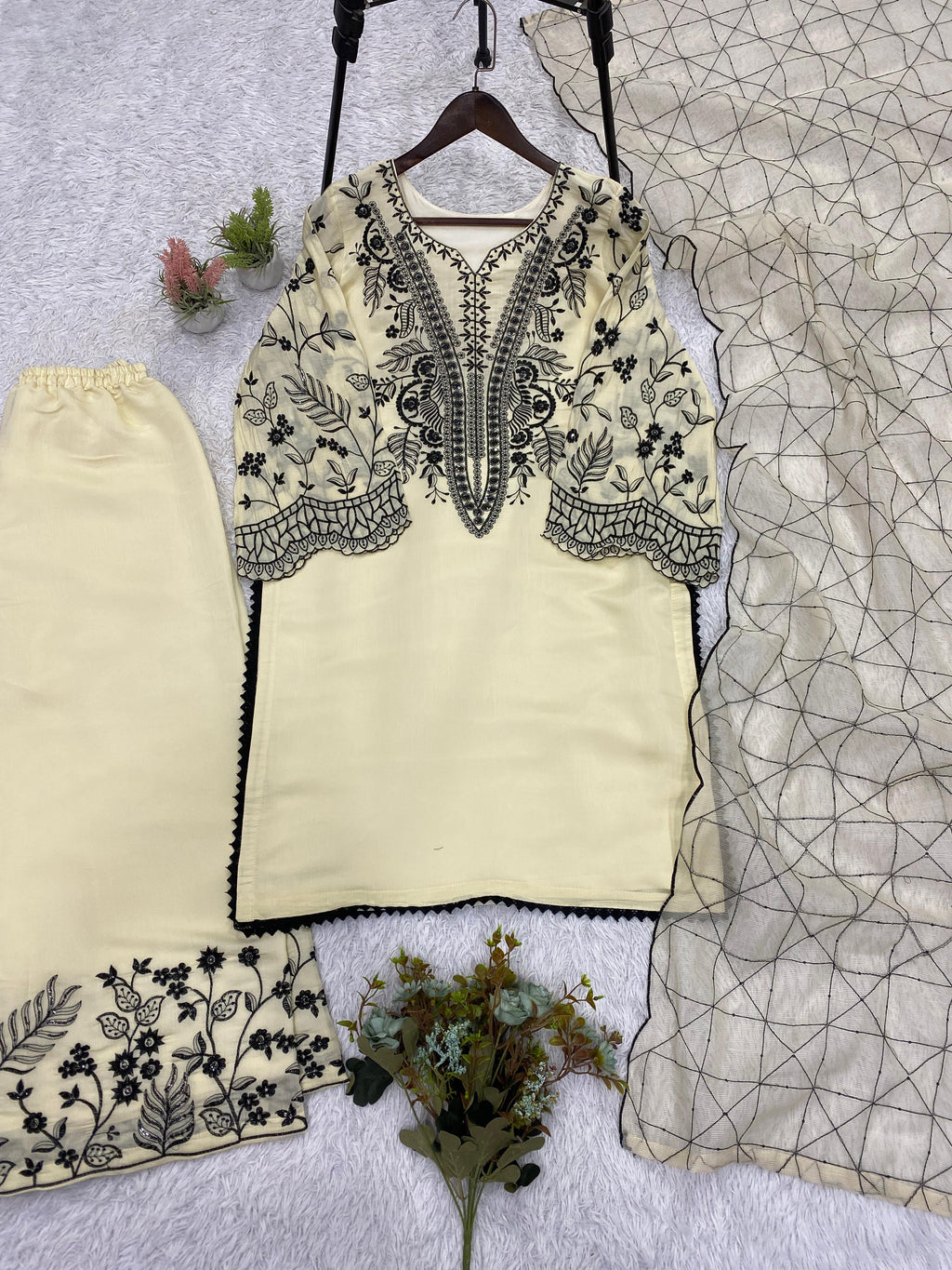 PREMIUM SEQUENCE EMBROIDERED TOP, PALAZZO & DUPATTA SET-MANSH-00010