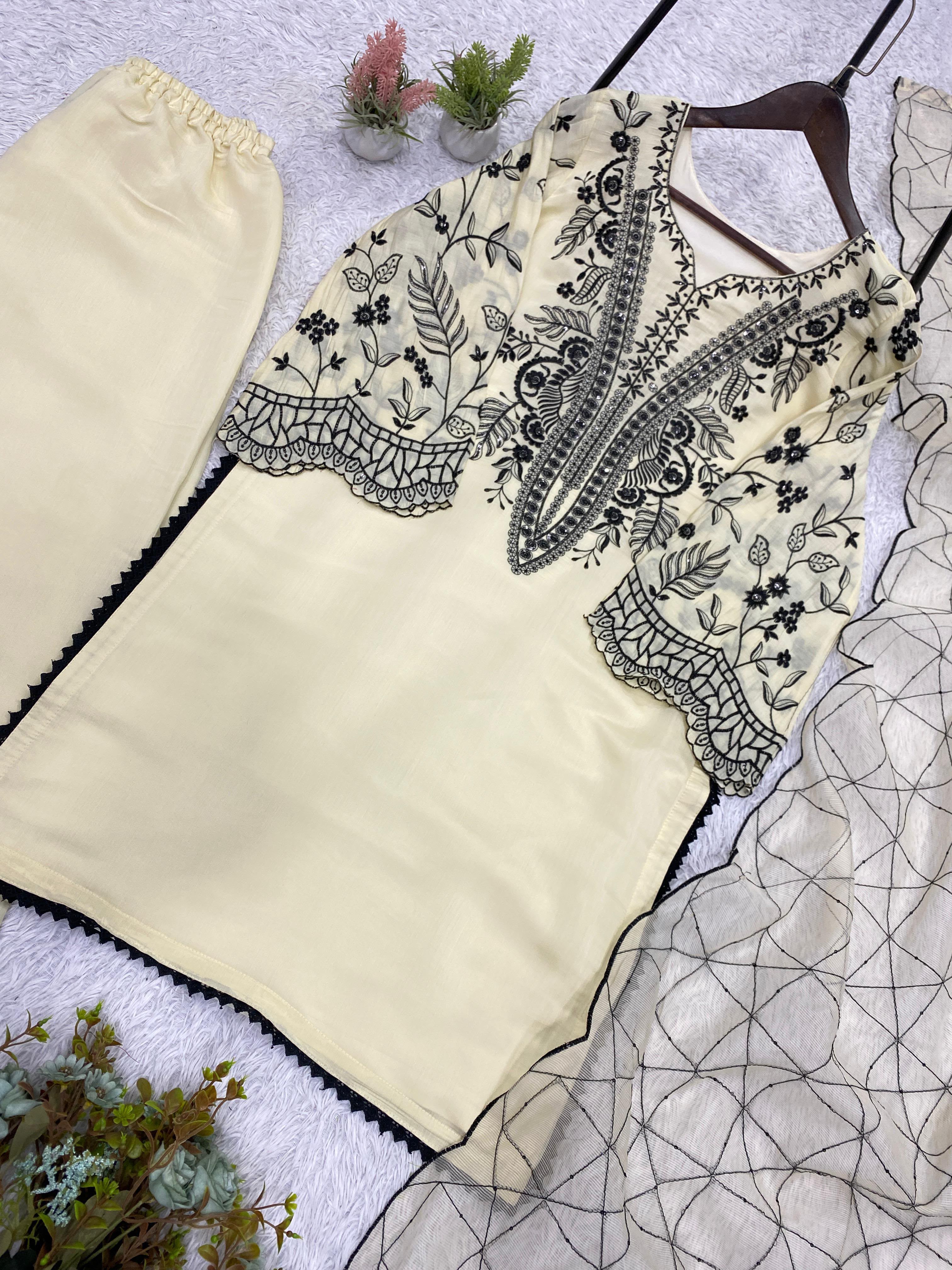 PREMIUM SEQUENCE EMBROIDERED TOP, PALAZZO & DUPATTA SET-MANSH-00010