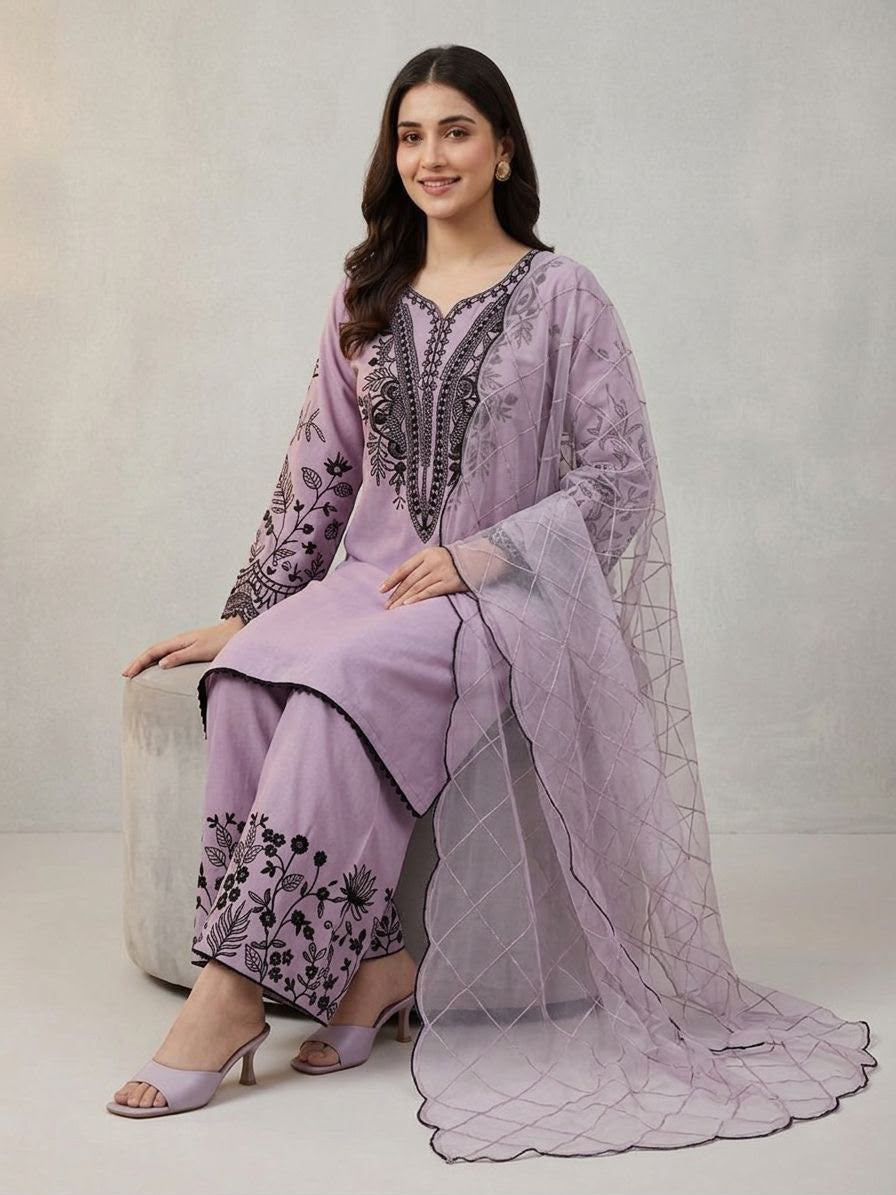 PREMIUM SEQUENCE EMBROIDERED TOP, PALAZZO & DUPATTA SET-MANSH-00010