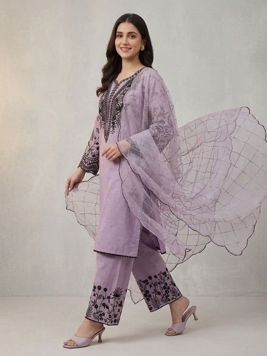 PREMIUM SEQUENCE EMBROIDERED TOP, PALAZZO & DUPATTA SET-MANSH-00010