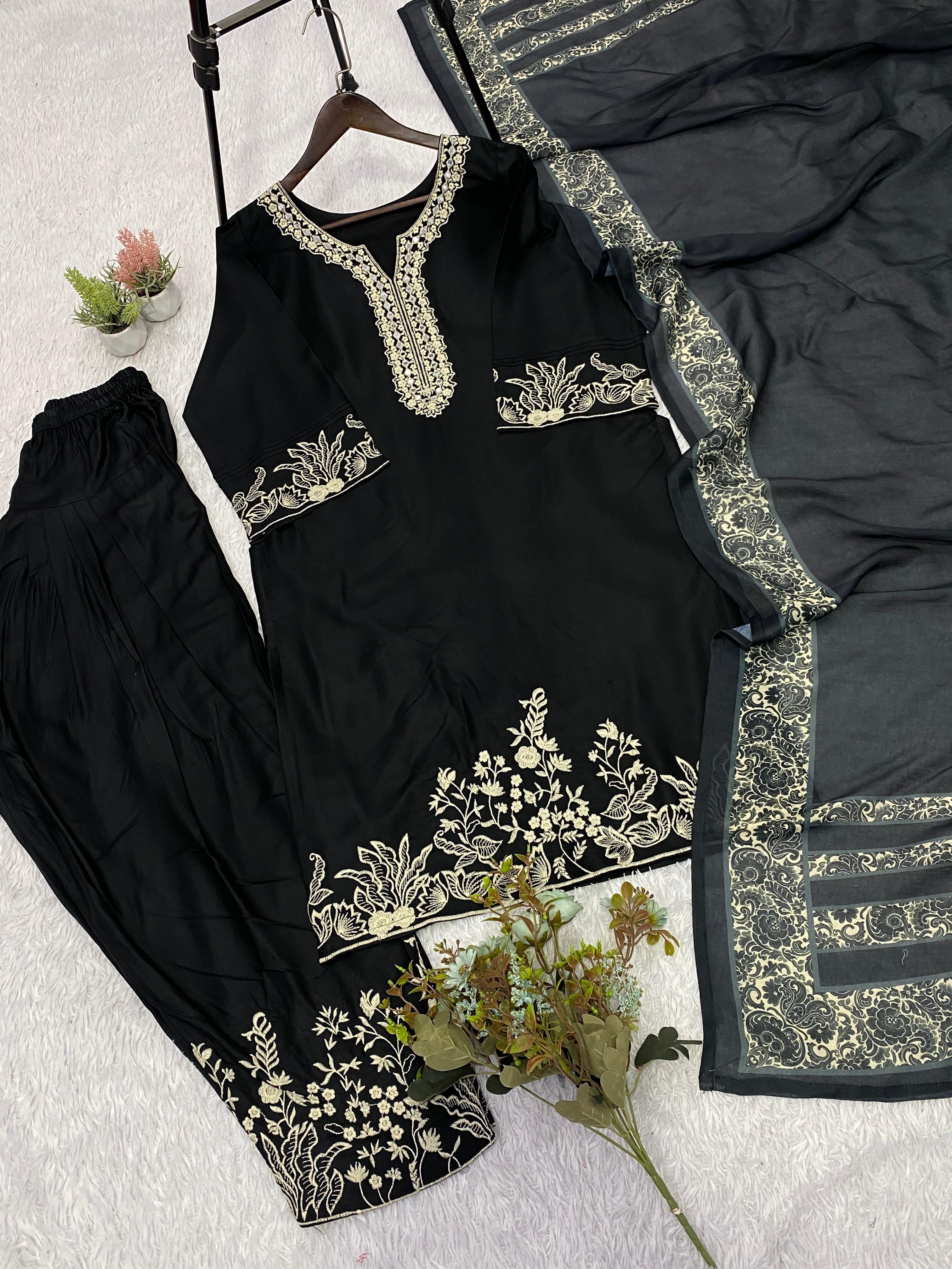 EMBROIDERED TOP SALWAAR WITH DUPATTA-MANSH-00011