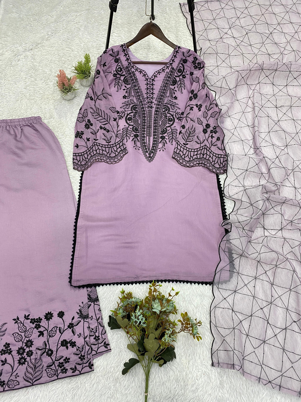 PREMIUM SEQUENCE EMBROIDERED TOP, PALAZZO & DUPATTA SET-MANSH-00010
