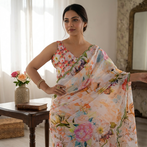 Chinon Fancy Saree