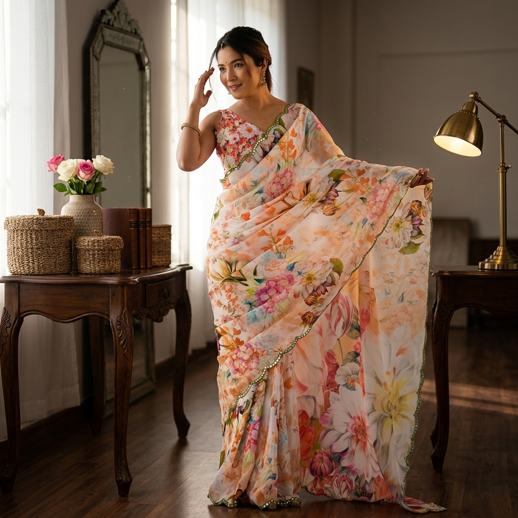 Chinon Fancy Saree