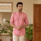 Cotton Short Mens Kurta-ELLE114166