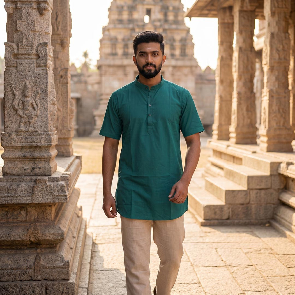 Silk Men Short Kurta-ELLE111106