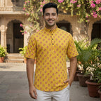 Cotton Men Short Kurta-ELLE111118