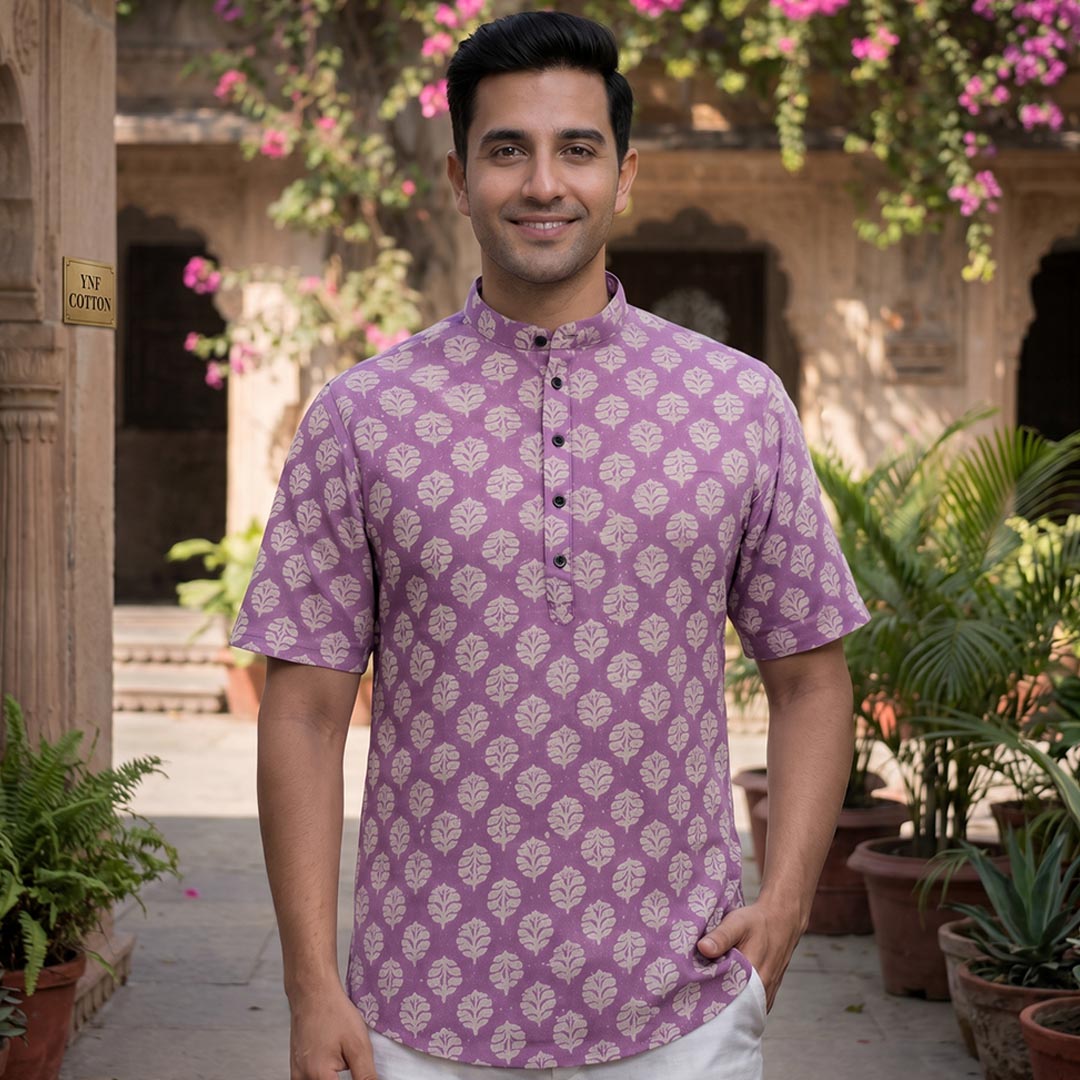 Cotton Men Short Kurta-ELLE111118