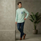 Cotton Short Mens Kurta-ELLE114166