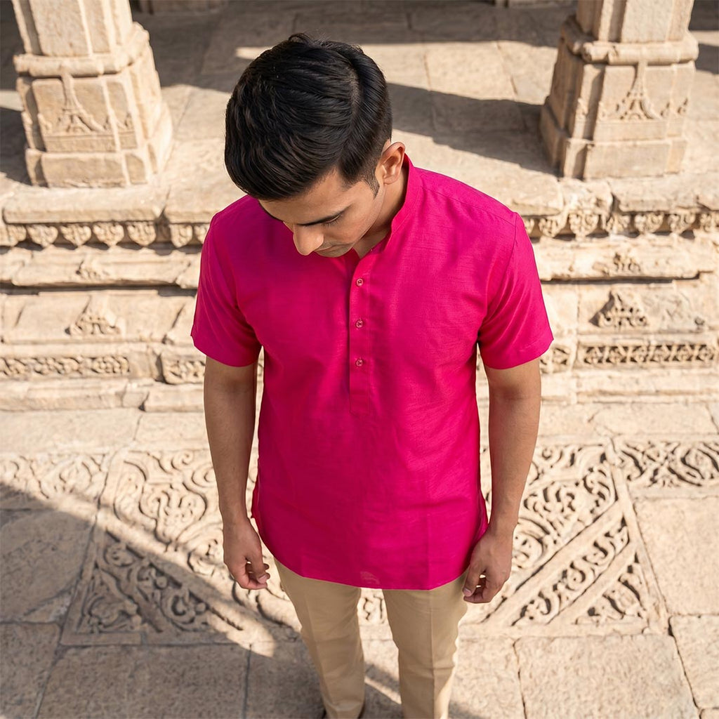 Silk Men Short Kurta-ELLE111106