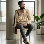 Cotton Short Mens Kurta-ELLE114166