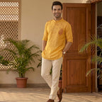 Cotton Short Mens Kurta-ELLE114166
