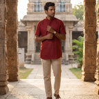 Silk Men Short Kurta-ELLE111106