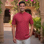 Cotton Men Short Kurta-ELLE111118