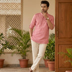 Cotton Short Mens Kurta-ELLE114166
