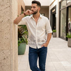 Linen Casual Mens Shirt-ELLE113986