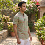 Cotton Men Short Kurta-ELLE111118