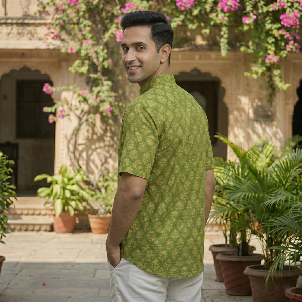 Cotton Men Short Kurta-ELLE111118