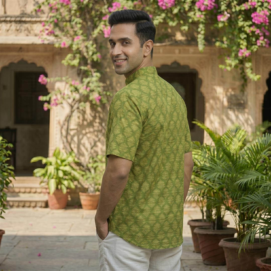 Cotton Men Short Kurta-ELLE111118