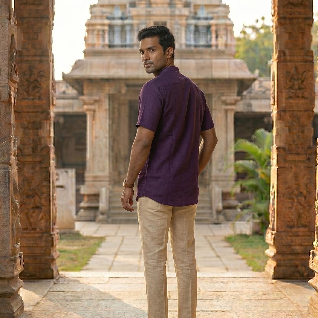 Silk Men Short Kurta-ELLE111106