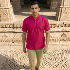 Silk Men Short Kurta-ELLE111106
