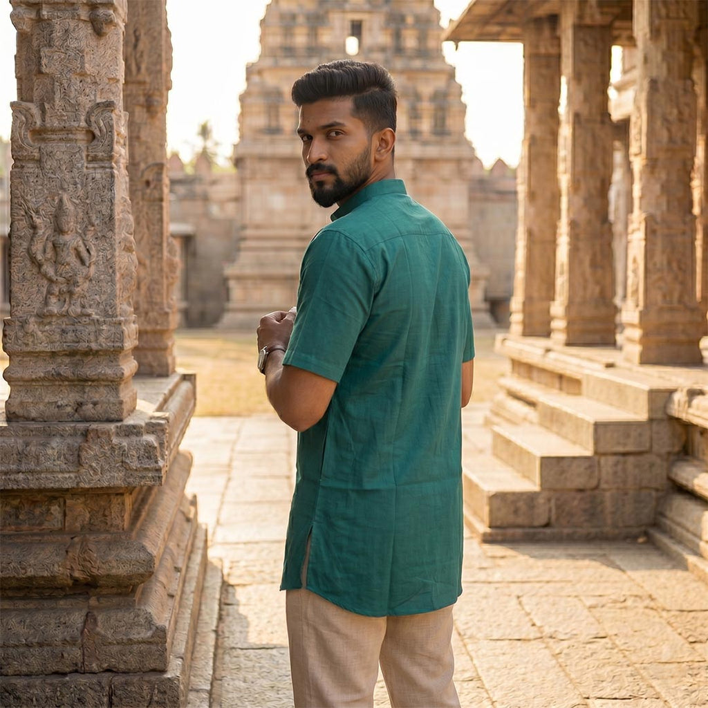 Silk Men Short Kurta-ELLE111106