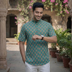Cotton Men Short Kurta-ELLE111118