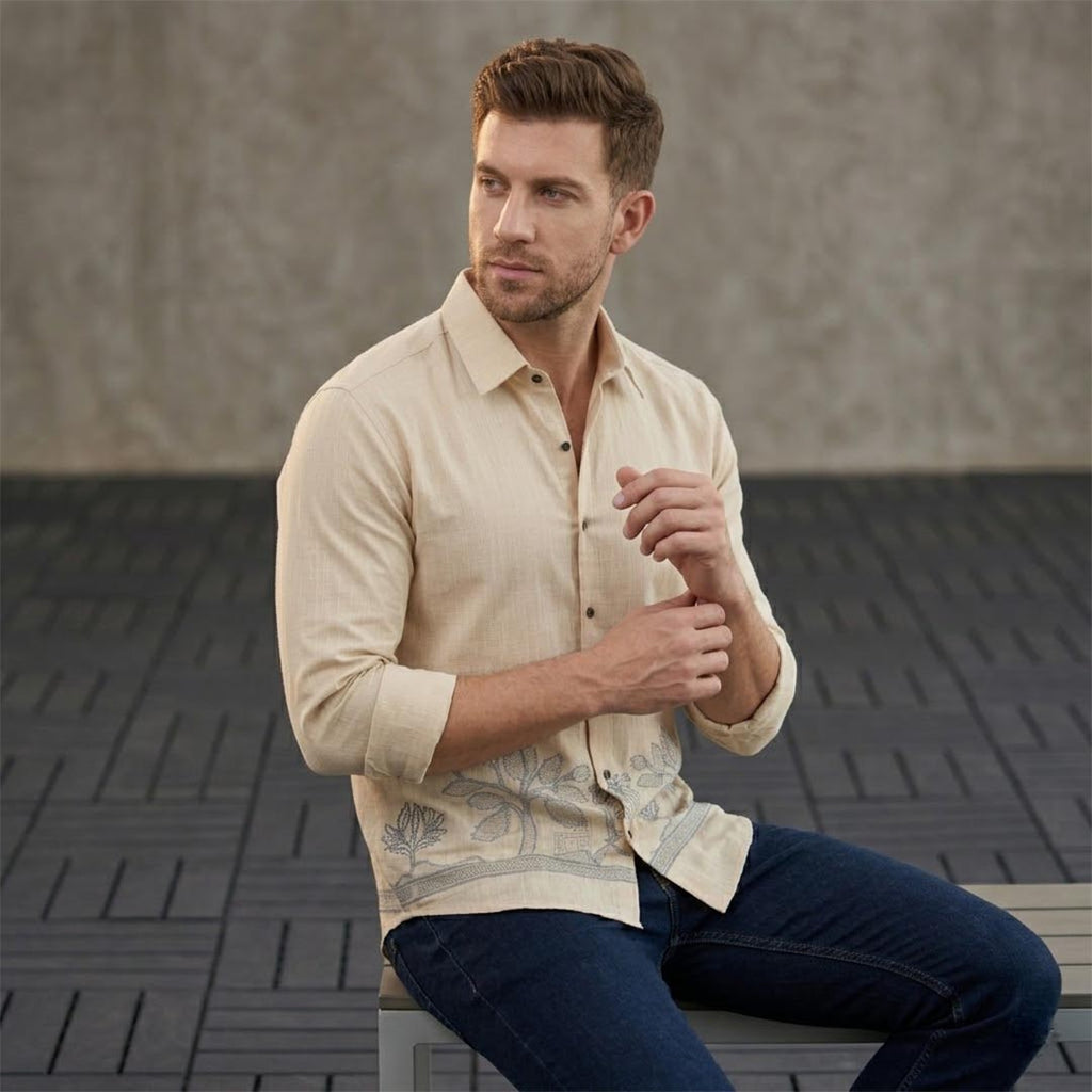 Linen Casual Mens Shirt-ELLE113986