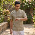 Cotton Men Short Kurta-ELLE111118