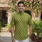 Cotton Men Short Kurta-ELLE111118