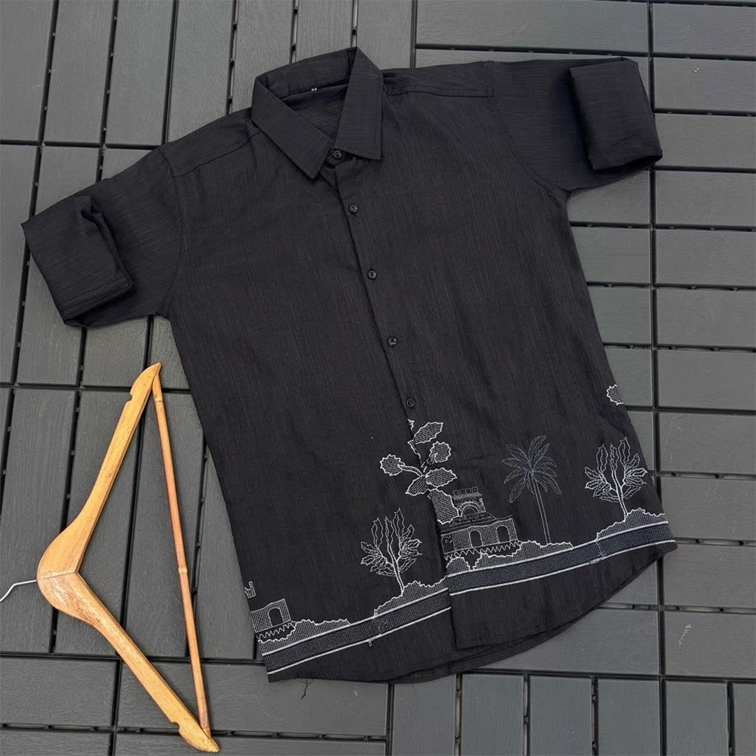 Linen Casual Mens Shirt-ELLE113986