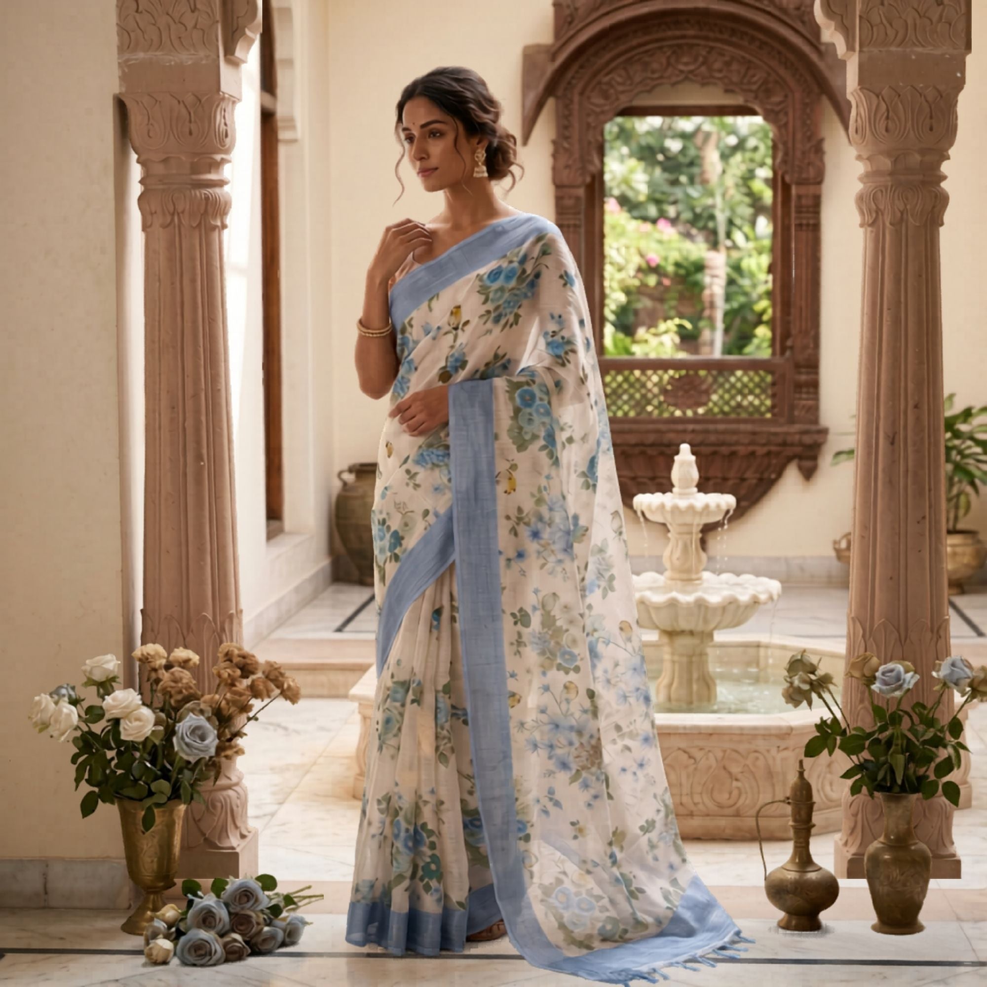 Linen Blend Saree