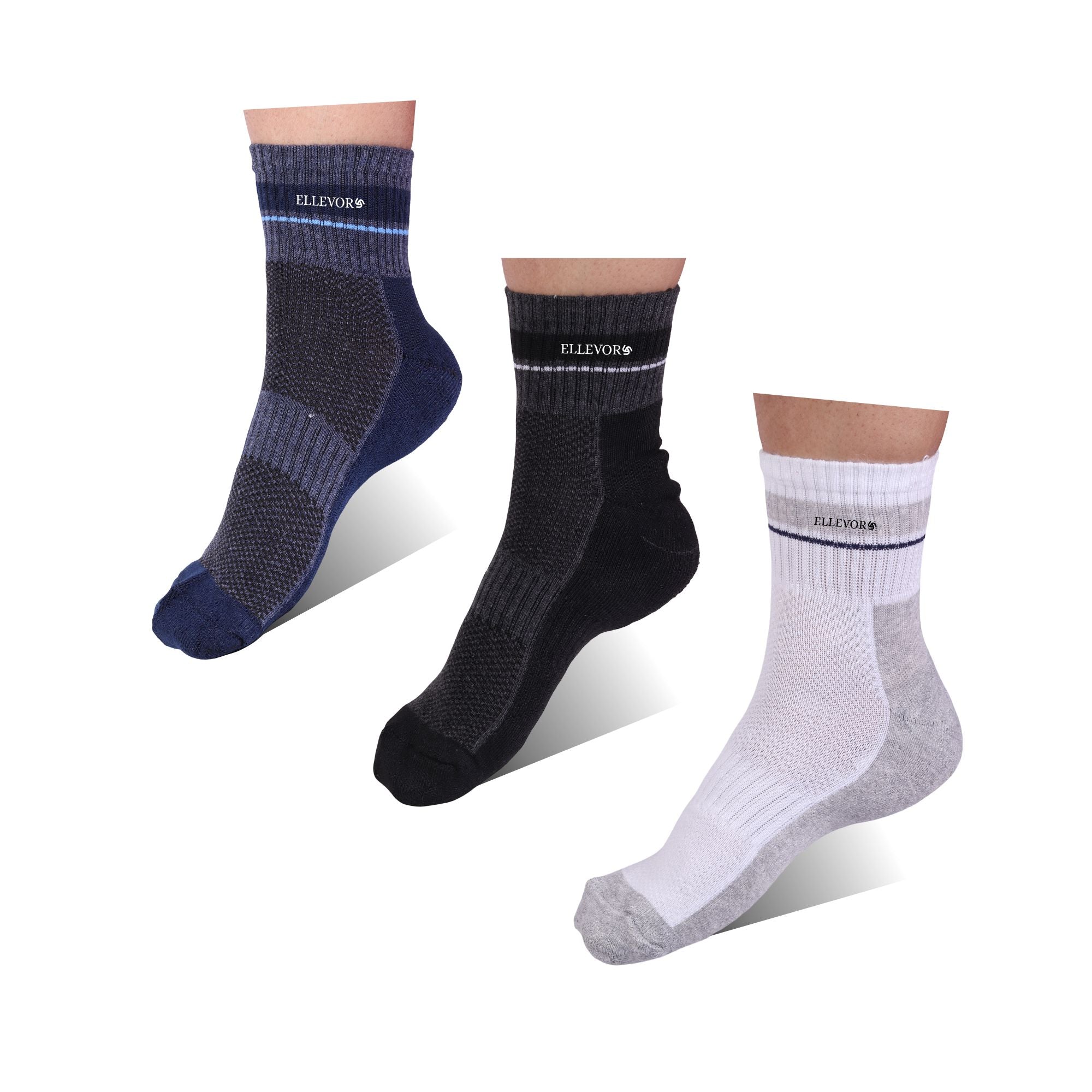 SoleVibe Ankle-Length Unisex Socks-Pack of 3