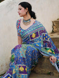 Chinnon Silk Digital print with real mirror work Saree-MANSH-00005