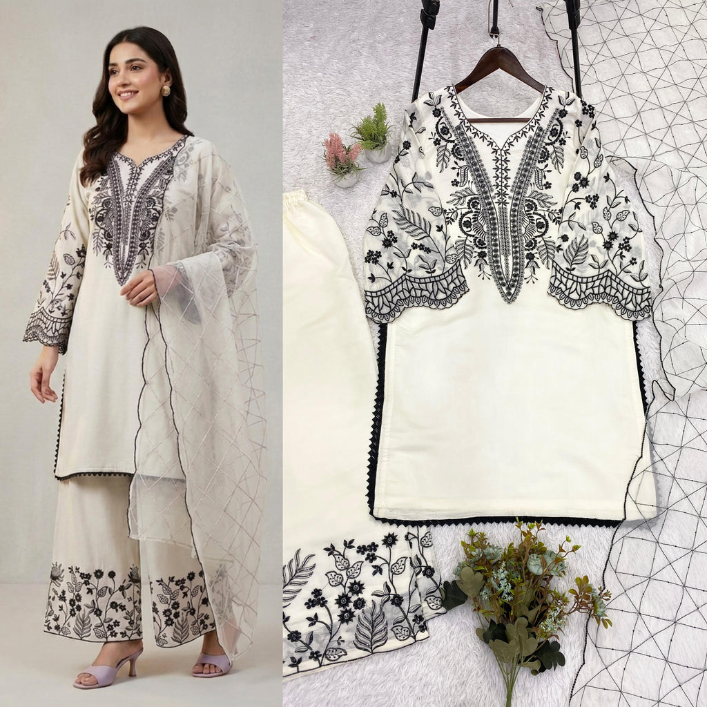 PREMIUM SEQUENCE EMBROIDERED TOP, PALAZZO & DUPATTA SET-MANSH-00010