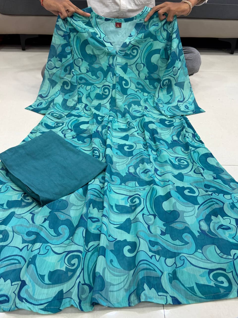 Chiffon Silk Anarkali Gown with Pant Set-MANSH-00006